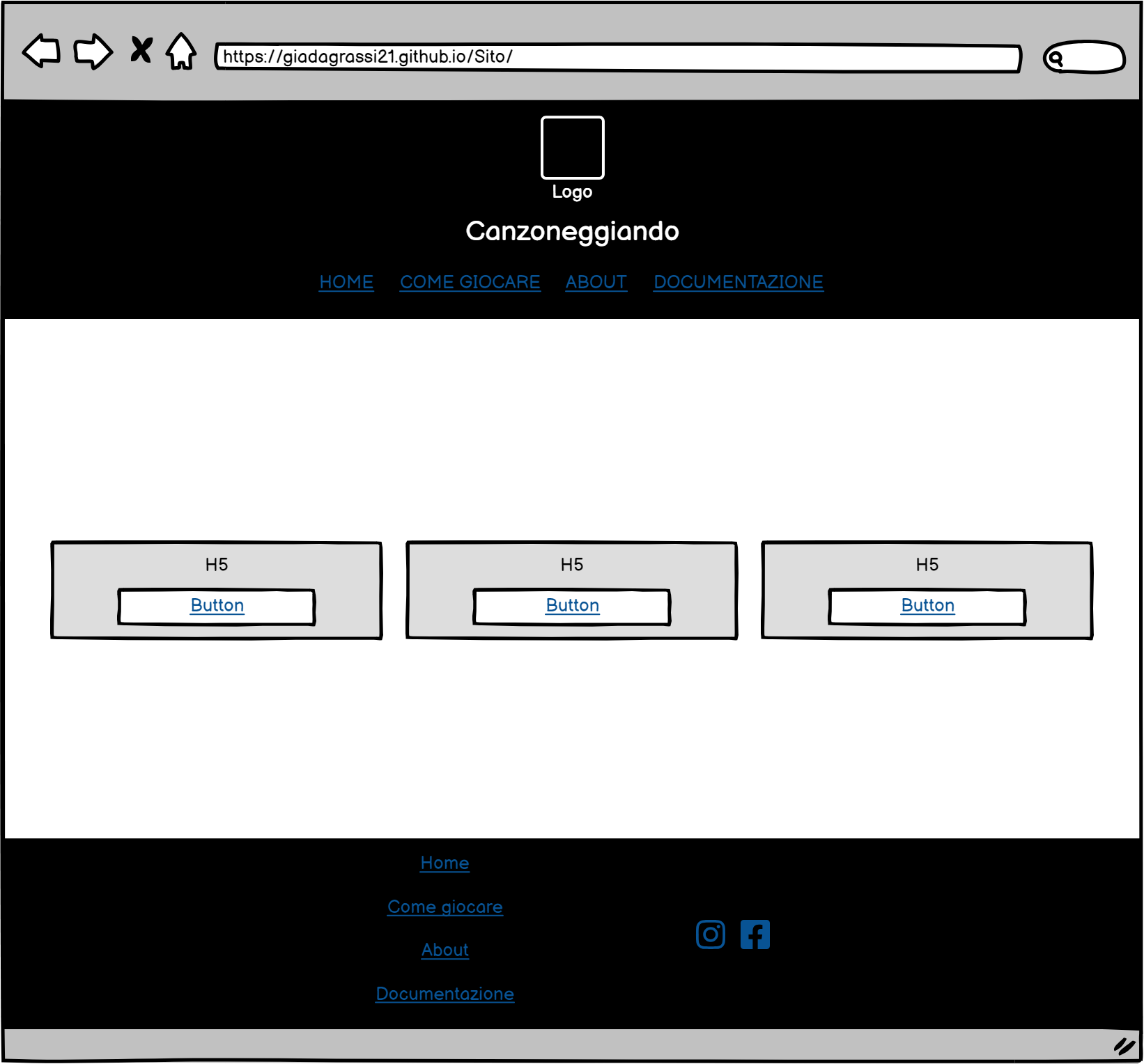 Wireframe della home